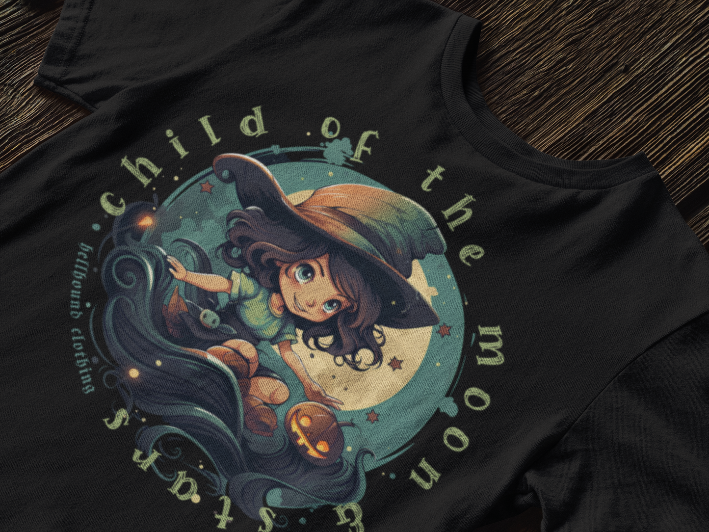Child of the Moon Witchy Moonlit T-shirt by Hellhound Clothing